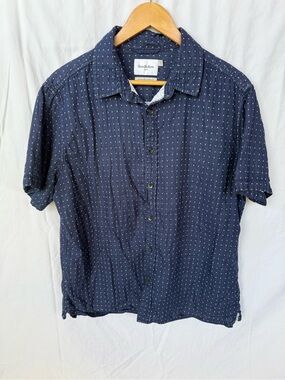 Goodfellow & Co Navy Short-Sleeve Button-Down with Micro Dot Print